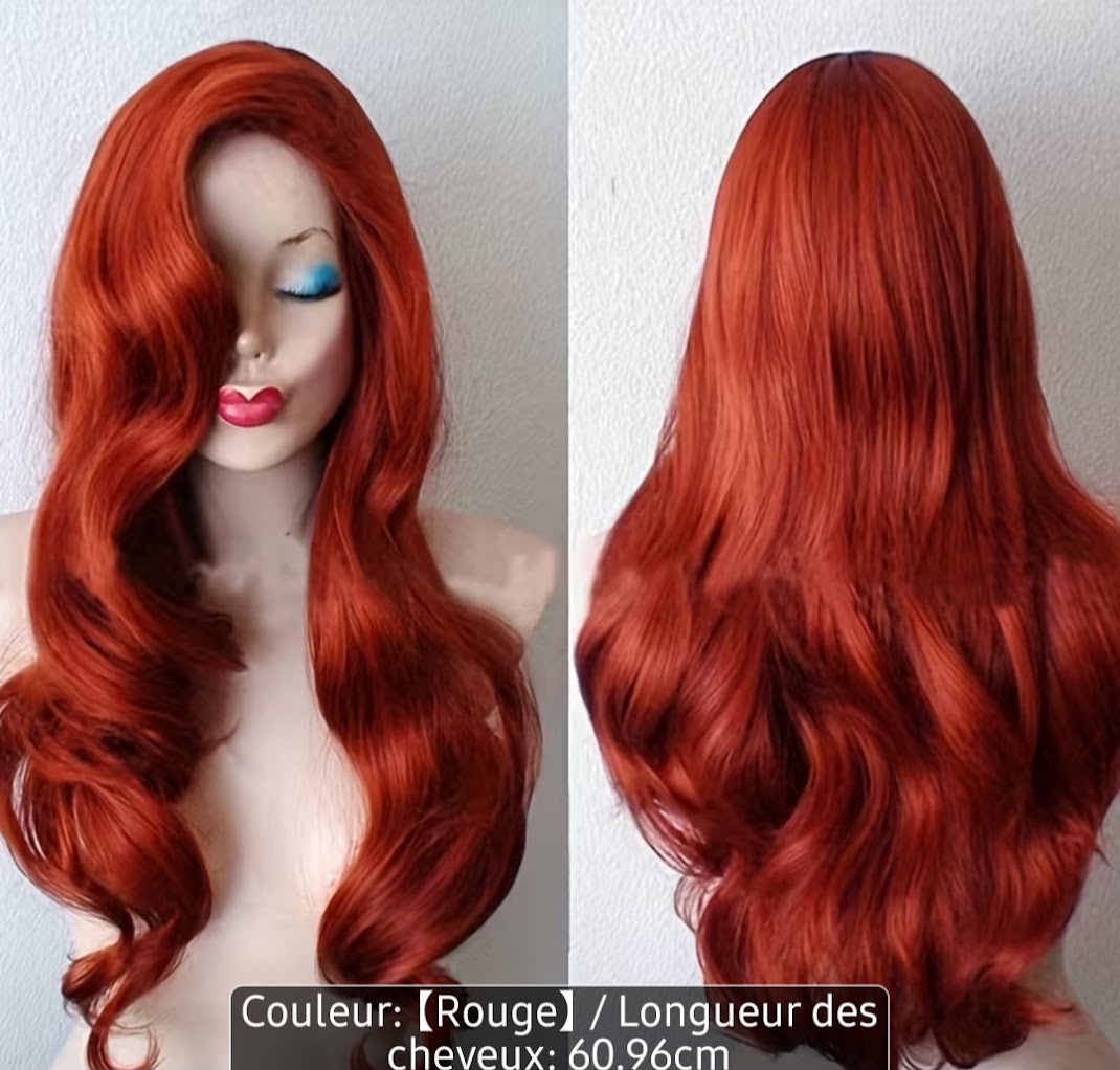 Perruque longue rousse